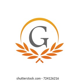 Vector Orange Leaves Award Initial G Logo