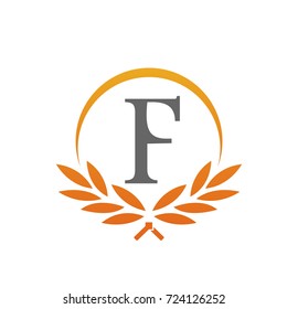 Vector Orange Leaves Award Initial F Logo
