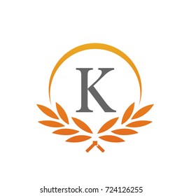Vector Orange Leaves Award Initial K Logo