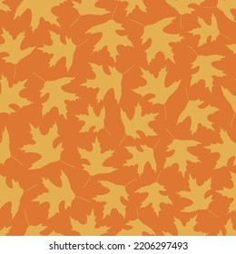 Vector orange leaves falling seamless pattern background. Perfect for fabric, wallpaper, wrapping paper, projects.