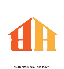 Vector Orange Letter A B House Logo