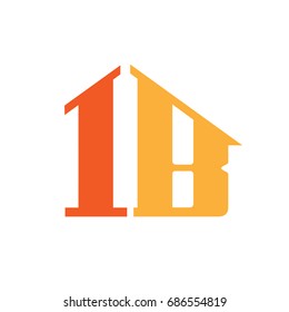 Vector Orange Letter B I House Logo