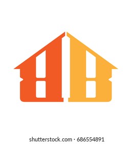 Vector Orange Letter B B House Logo