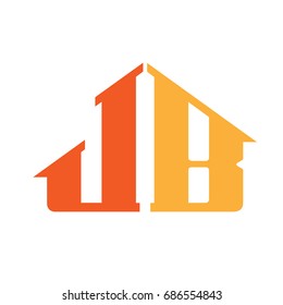 Vector Orange Letter B J House Logo