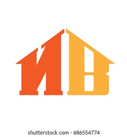 Vector Orange Letter B N House Logo