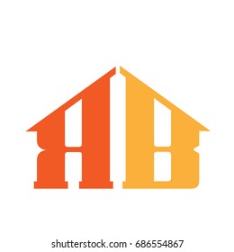 Vector Orange Letter B R House Logo