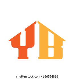 Vector Orange Letter B Y House Logo
