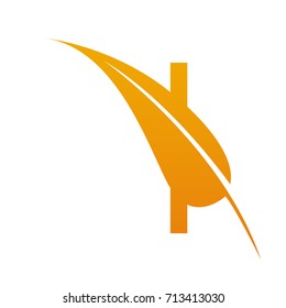 Vector Orange Letter I Botanical Leaf Logo