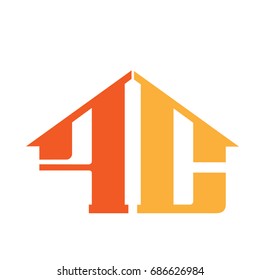 Vector Orange Letter C F House Logo