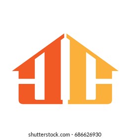 Vector Orange Letter C C House Logo