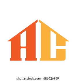 Vector Orange Letter C A House Logo