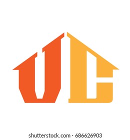 Vector Orange Letter C V House Logo