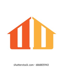 Vector Orange Letter D D House Logo