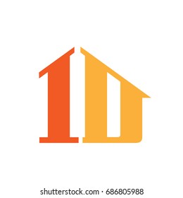Vector Orange Letter D I House Logo