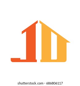 Vector Orange Letter D L House Logo