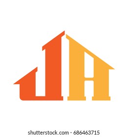 Vector Orange Letter A J House Logo