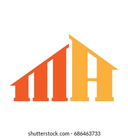 Vector Orange Letter A M House Logo