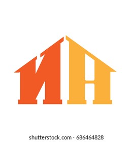 Vector Orange Letter A N House Logo