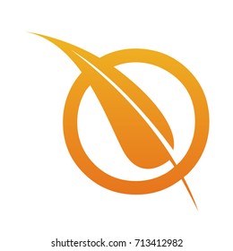 Vector Orange Letter O Botanical Leaf Logo