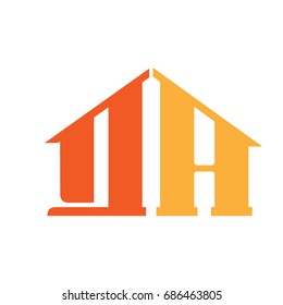 Vector Orange Letter A Q House Logo