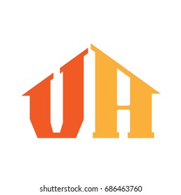 Vector Orange Letter A V House Logo