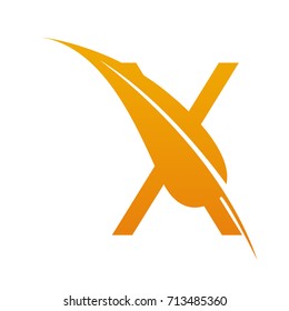 Vector Orange Letter X Botanical Leaf Logo