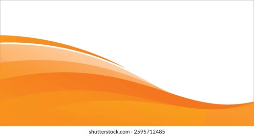 Vector orange line art background curve element with white space for text and message design, overlapping layers