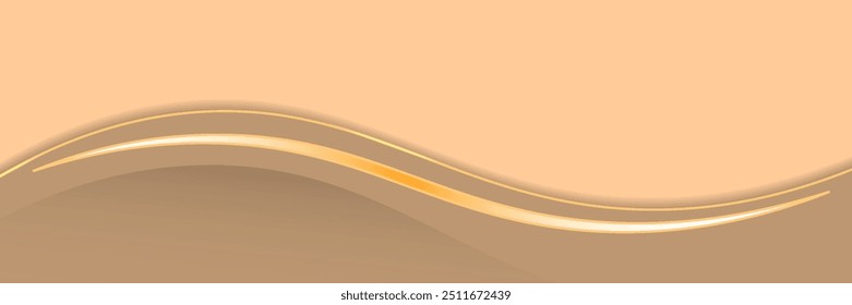 Vector orange line background curve element with white space for text and message design, overlapping layers, vector