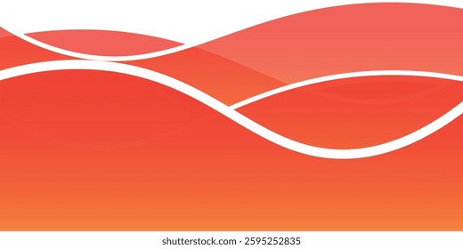 Vector orange line background curve element with white space for text and message design, overlapping layers