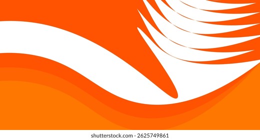 Vector orange line background curve element with white space for text and message design, overlapping layers, vector	