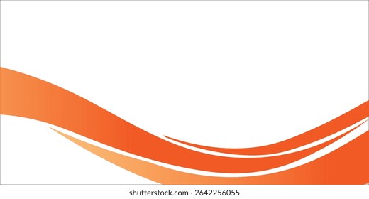 Vector orange line background curve element with white space for text and message design, overlapping layers, vector	
