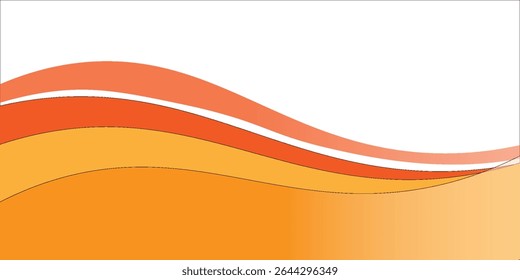 Vector orange line background curve element with white space for text and message design, overlapping layers, vector	
