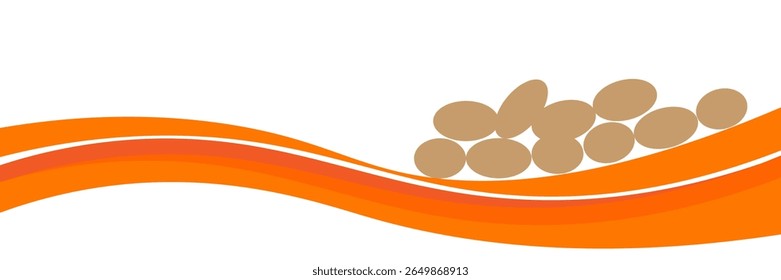 Vector orange line background curve element with white space for text and message design, overlapping layers, vector