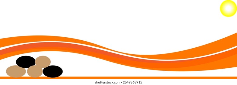 Vector orange line background curve element with white space for text and message design, overlapping layers, vector