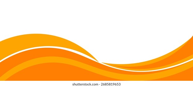 Vector orange line background curve element with white space for text and message design, overlapping layers, vector	