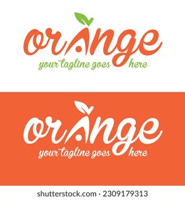 Vector orange logo in a modern flat style, Orange sphere with green leaf logo, volume icon design template element, Orange design Vector icon illustration design, Modern fresh orange logo vector