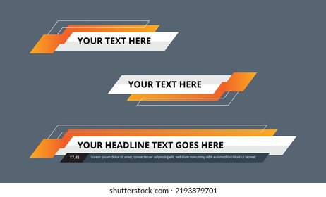 Vector Orange Lower Third Bar Background. Breaking News Panel With Yellow Gradient.