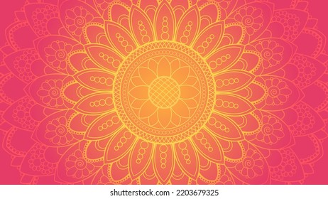 Vector orange and magenta gradient mandala background