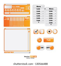 Vector orange media player design / user interface elements