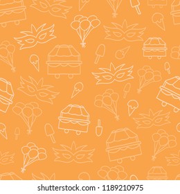 Vector orange monochrome texture carnival seamless pattern background. Suitable for fabrics, wallpapers, gift wrappers, scrapbook projects

