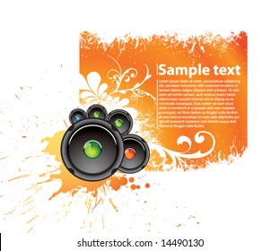 Banner musical de color naranja vectorial para acomodar el texto
