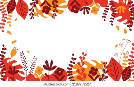 Fondo floral de naturaleza vectorial naranja con espacio de copia para banner, hermosa plantilla de diseño naranja en estilo plano, otoño o otoño.