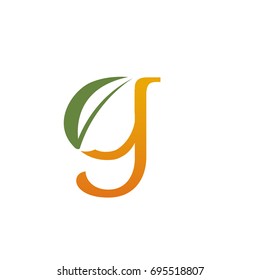 Vector Orange Nature Leaf Single Letter G Logo
