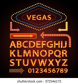 Vector orange neon lamp letters font show cinema and theater
