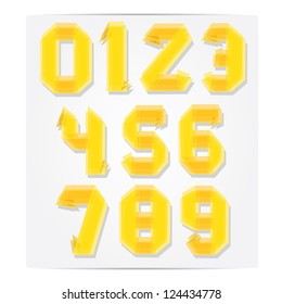 vector orange origami numbers. 0 1 2 3. one two three four five six seven eight nine ten.