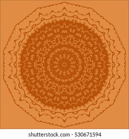 Vector Orange Ornamental Seamless Line Pattern. Endless Texture. Oriental Geometric Ornament