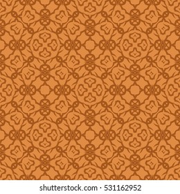 Vector Orange Ornamental Seamless Line Pattern. Endless Texture. Oriental Geometric Ornament