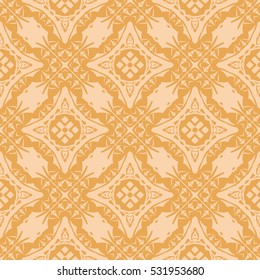 Vector Orange Ornamental Seamless Line Pattern. Endless Texture. Oriental Geometric Ornament