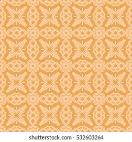 Vector Orange Ornamental Seamless Line Pattern. Endless Texture. Oriental Geometric Ornament