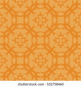 Vector Orange Ornamental Seamless Line Pattern. Endless Texture. Oriental Geometric Ornament